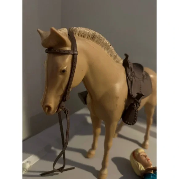 Vintage Marx Toys Johnny West Jane West Figures and Horse Lot Blue Western Style - Picture 2 of 13